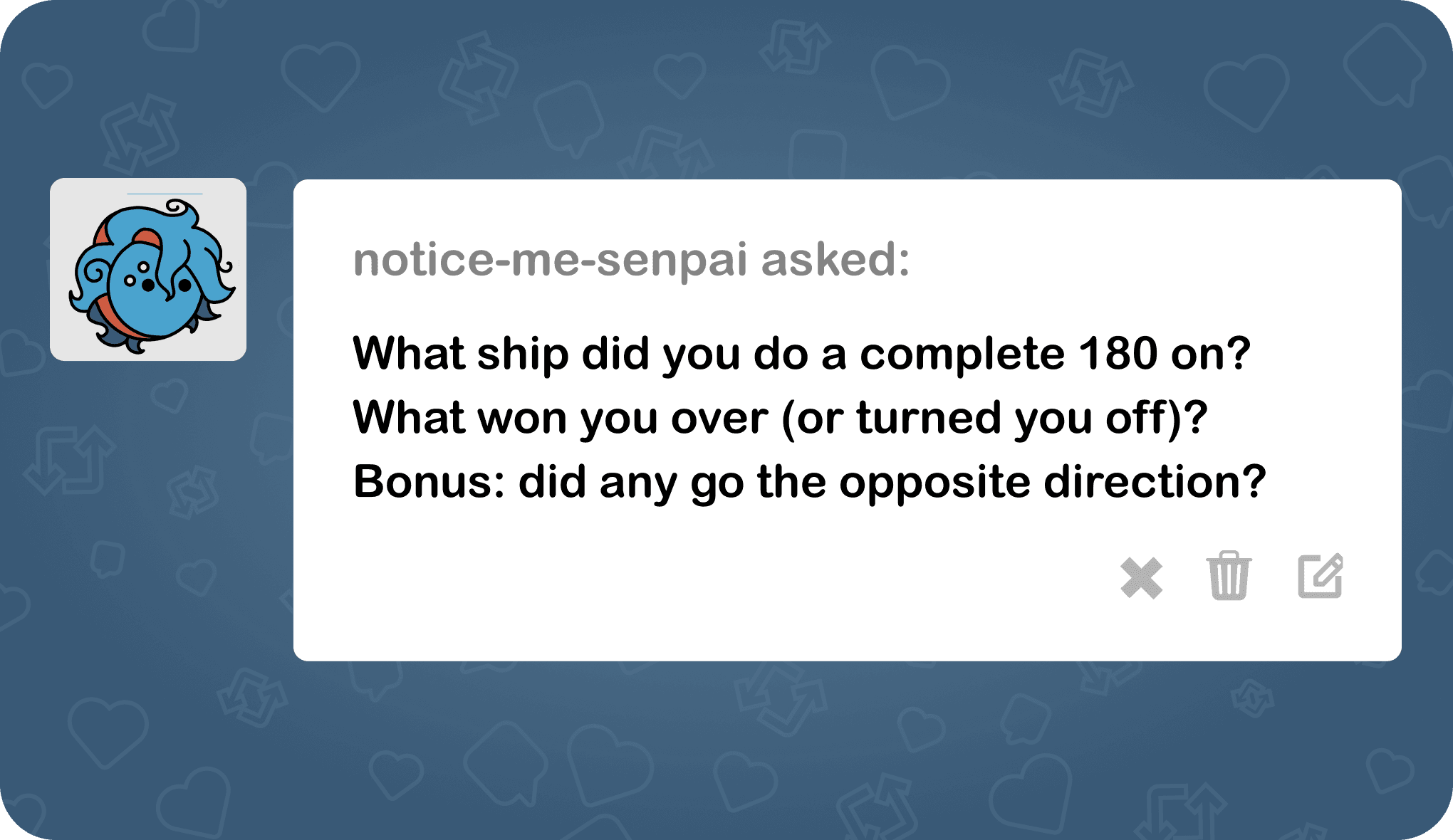 notice-me-senpai asked: What ship did you do a complete 180 on? What won you over (or turned you off)? Bonus: did any go the opposite direction?